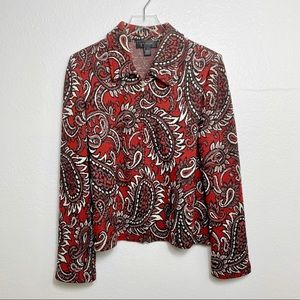 St. John Knit Paisley Jacquard Zip Front Jacket